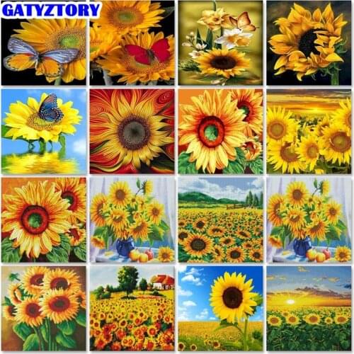 DIY Diamond Painting Full Square Drill Flowers Cross Stitch Diamond Embroidery Sunflower Mosaic Kits Handicraft Wall Decor