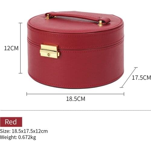 New Red Portable Travel Leather Jewelry A Wedding Ring Pendant Storage Box Bracelet Household Item Large Display Box With Lock