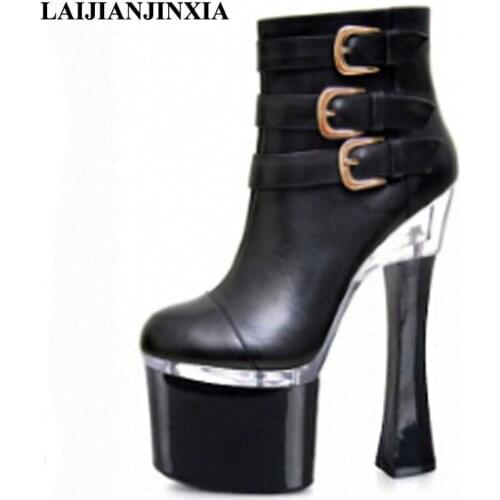 New Sexy Spring Women Pole Dance Shoes Night Club Party Dancing Shoes Platform 18cm High Heels Ankle Boots