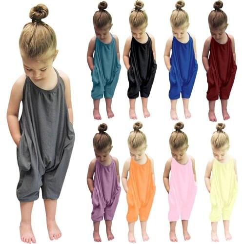 Toddler Baby Girls Romper Summer Jumpsuit Harem Pants Strap Backless Playsuit Kids Newborn Infant Baby Clothes 9 Months-6 Years