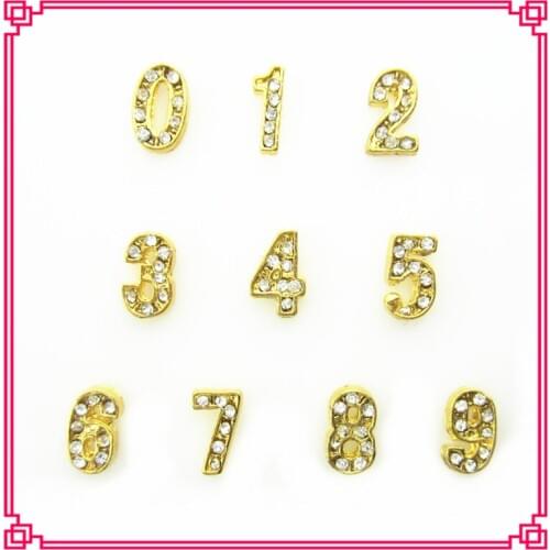 Wholesale 100pcs/lot Gold crystal 0-9 Number Floating Charms Hanging charms Living Glass Memory Lockets DIY Jewelry Charms