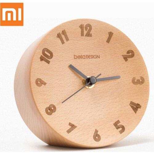 Original Xiaomi Mijia Alarm Clock Nordic Minimalist Decoration Small Pendulum Clock Wood Mute Sweeping for Smart Home Office