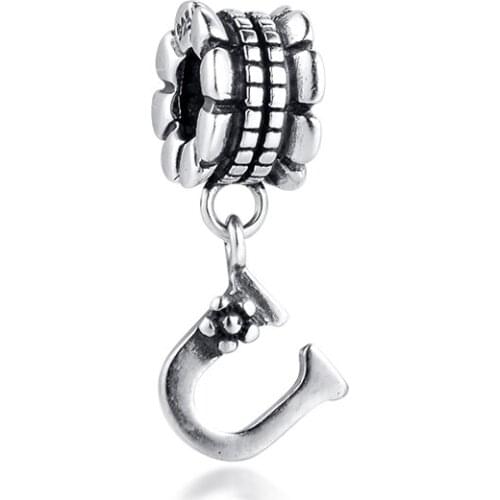 Fits for Pandora Charms Bracelets Letter U Beads 100% 925 Sterling Silver Jewelry Free Shipping