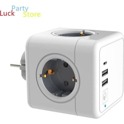 Strip USB EU Plug Adapter Smart Socket Powercube Electric 4 Outlets Extension Multi 3680W Home Travel Charging 5 Outlets