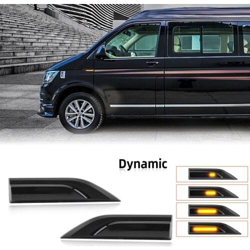 For VW Transporter T6 Caravelle MK VI 2015 UP Dynamic LED Side Marker Lights Turn Signal Lamp Sequential Blinker Car Styling