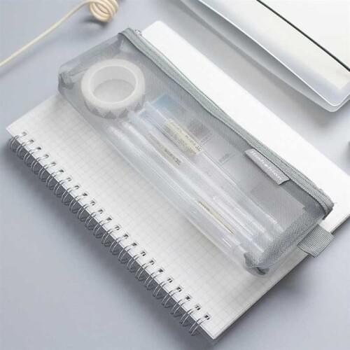 Transparent Pencil Case Mesh Pencil Bag For Kids Girls Gift Office School Supplies Kawaii Stationery Nylon Zipper Pencilcase