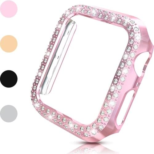 Luxury Bling 40mm 44mm 38mm 42mm Watch Case for Apple Watch Series 6 SE 5 4 3 2 1 Cover PC Diamond Bumper for iWatch Accessories