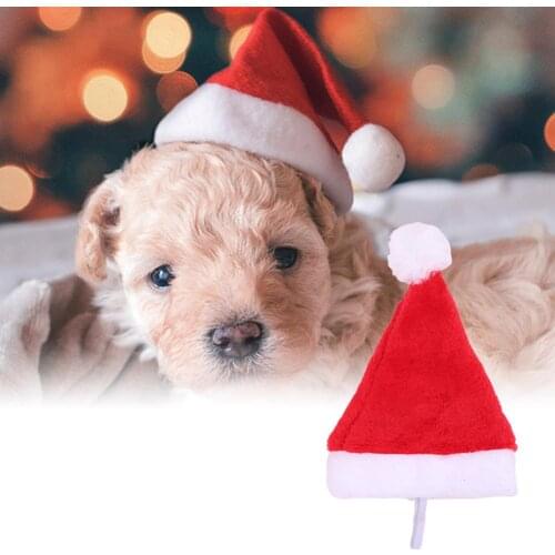 Christmas Holiday Costume Plush Pet Dog Santa Hat Party Supplies Decor Xmas Gift