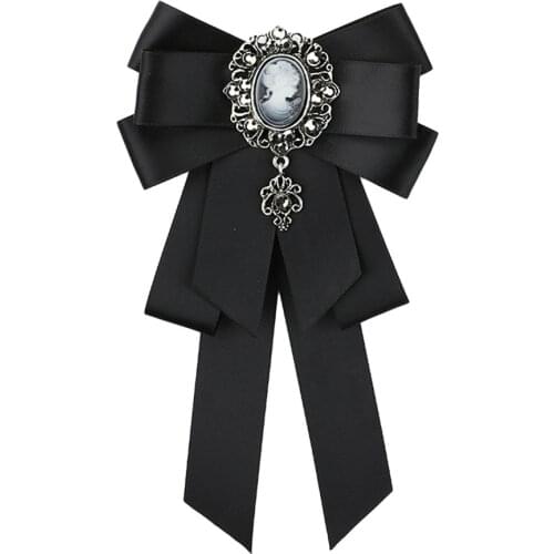 Retro Handmade Fabric Bow Brooch Ribbon Rhinestone Bowknot Necktie Lapel Pins Men Suit Shirt Collar Wedding Party Jewelry Gifts