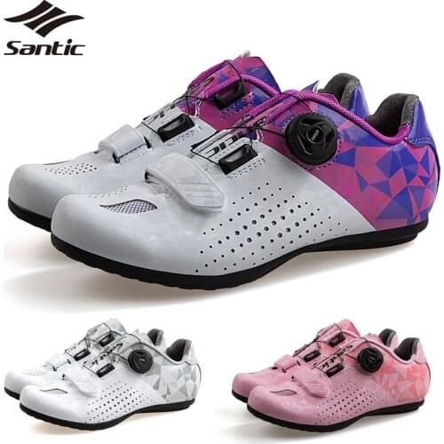 Santic 2 In 1 Women Cycling Shoes Rubber Anti-skid Mountain Road Bike Shoes Breathable Bicycle Racing Athletic Shoes Sneakers