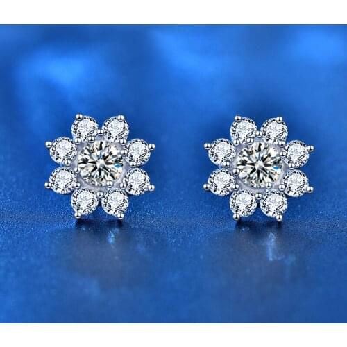 Moissanite Earring 50Points 2.6g White Diamond 925 Silver Korean Style Earrings For Women Personality Ins Wedding Party Jewelry