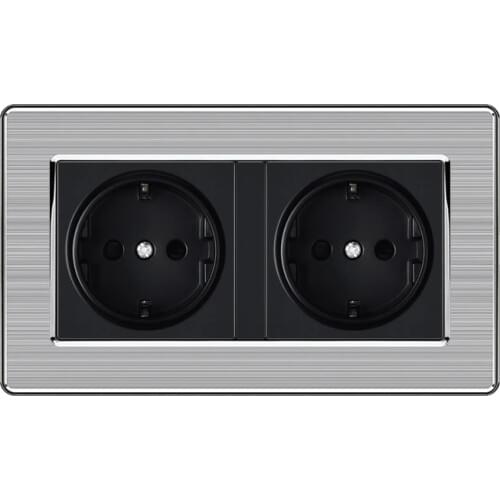 KAMANNI EU Electric Socket Standard Wall 2 USB socket with usb charging port 2.1A stainless steel Panel Russia Spain Wall Socket