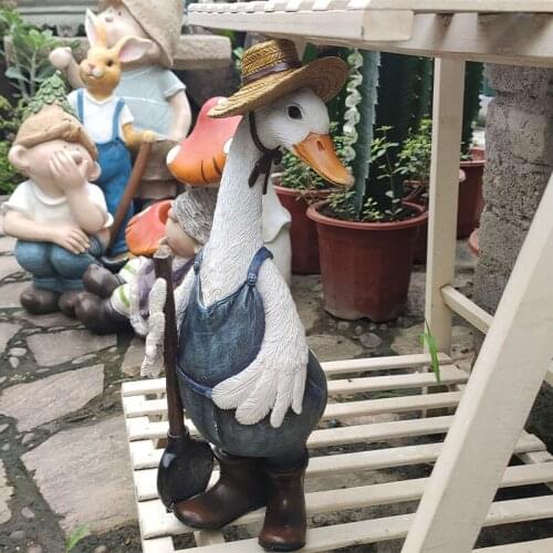 Simulation Resin Duck Figurines Farm Animal Sculptures Home Decor Miniature Fairy Garden Decoration Crafts Statue Lawn Ornaments