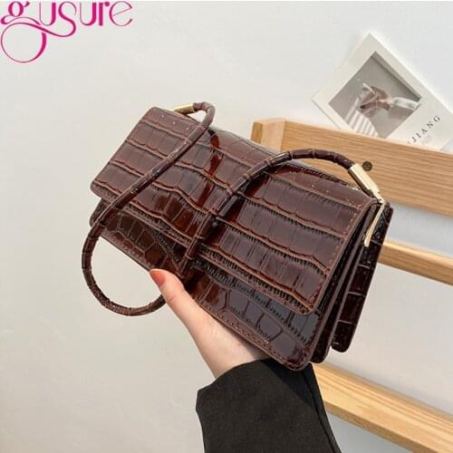 Gusure Retro Stone Pattern Armpit Shoulder Bag For Women Casual Baguette Female PU Leather Designer Subaxillary Shopping Purse