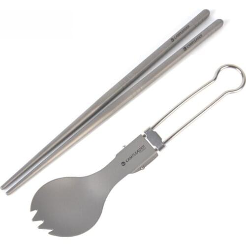 Titanium Camping Folding Fork Spoon Chopsticks Spork Ultralight Tableware for Outdoor Picnic Backpacking Hiking