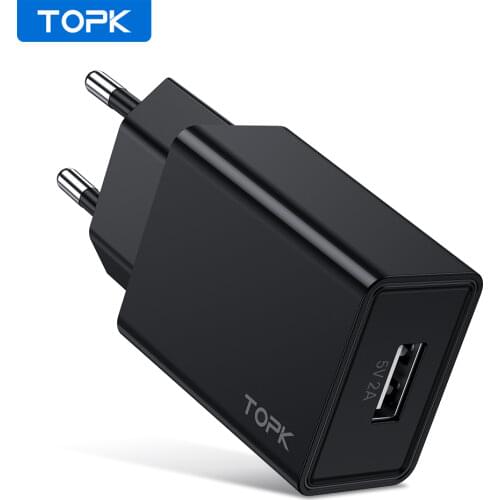 TOPK B25 5V 2A USB Charger for iPhone X 11 8 Fast Wall Charger EU US Adapter Mobile Phone Charger for Samsung s10 Huawei Xiaomi