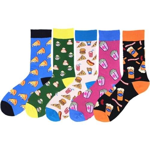 Fun cotton socks man happy socks tide cotton long crew harajuku snack fruit food pizza beer socks executive socks