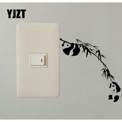 YJZT Cartoon Wall Switch Sticker Home Decor Branch Bamboo Tree Panda Asian Animal Vinyl Decal 17SS0383
