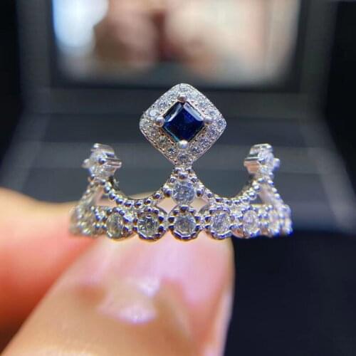 CoLife Jewelry Vintage Crown Ring 3mm Natural Sapphire Ring for Daily Wear 925 Silver Sapphire Jewelry Gift for Woman