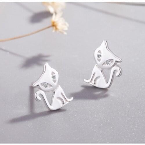 Cute Fox Animal Stud Earrings for Women Statement Jewelry Accessories Girl Gift Korean Fashion Rhinestones Crystal Earrings