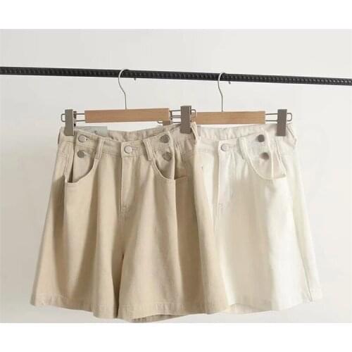 2020 Summer High Waist White Cotton Vintage Women Casual Mini Shorts Khaki Pantalones Feminino