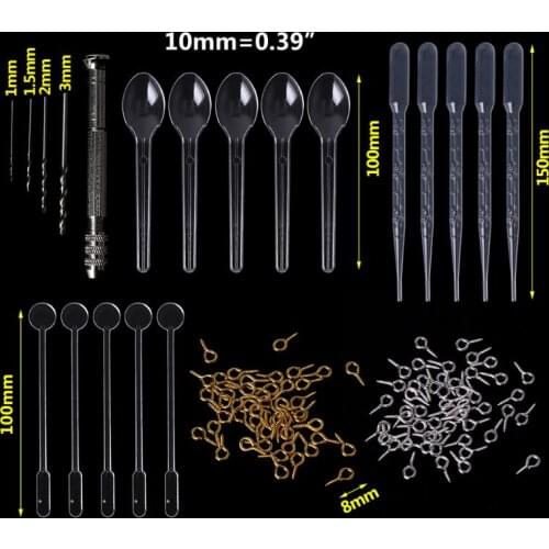 1 Set Epoxy Resin Kit DIY Jewelry Making Tools Drill Pins Silver Gold Necklace Pendant Dropper Spoon Mix Stick Accessories Tool