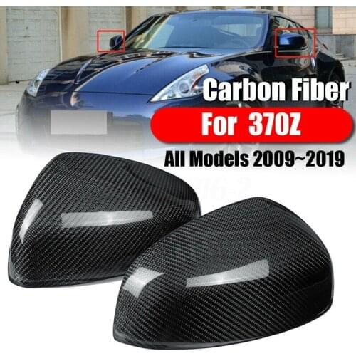 1 Pair Rearview Mirror Cover, Carbon Fiber Side Rear View Mirror Cover Cap for Nissan 370Z Z34 2009-2019