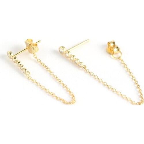 1Pair Piercing 925 Sterling Silver Stud Earrings for Women 2020 Trend Jewelry Tassel Inlaid Zircon Earrings Gifts to Girlfriend