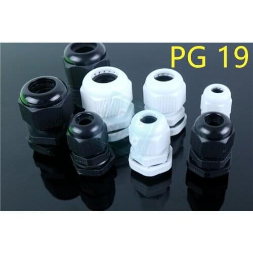 10pcs PG19 White&Black Nylon Strain Relief Glands Connector