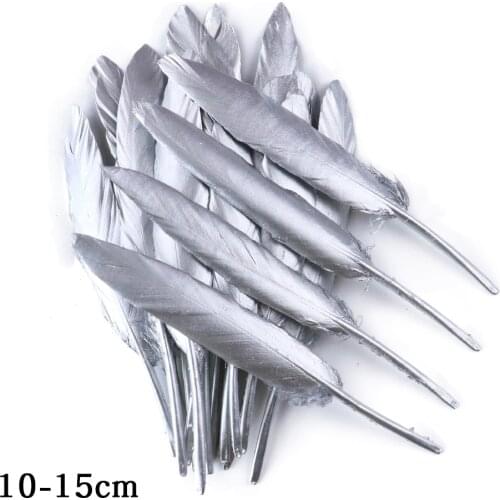 10PCS Spray Silver Goose Feathers 10-15CM Natural Plumes For Crafts DIY Wedding Jewelry Decoration Clothes Accessories Wholesale