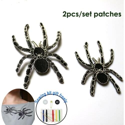 2pc/set high quality spider ironing embroidery patches iron on embroidered parches appliques for clothing parches para la ropa