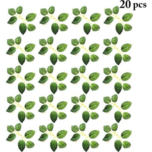 20Pcs Greenery Silk Leaf Green Rose Leaves Artificial Flower For Wedding Decor DIY Wreath Gift Scrapbooking Craft Fake Flower