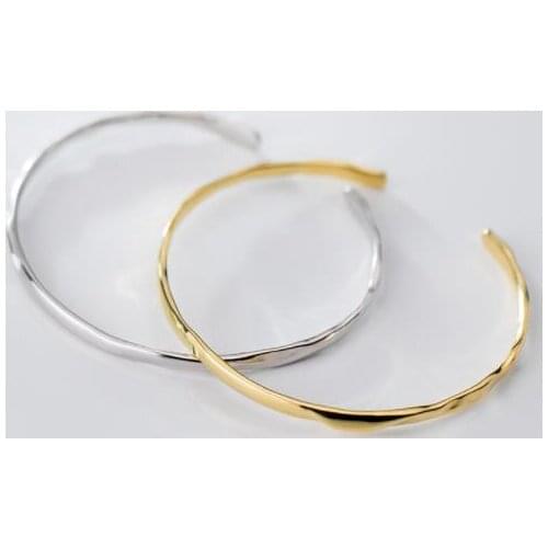 3mm Real. 925 Sterling Silver Jewelry Irregular Cuff Bangle Bracelet charms C-S3451