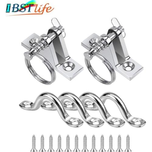316 Stainless Steel Boat Bimini Tops Marine Hardware Sets Deck Hinge and 4 Packs 3/8 Inch Pad Eye Straps for Bimini Boat Top