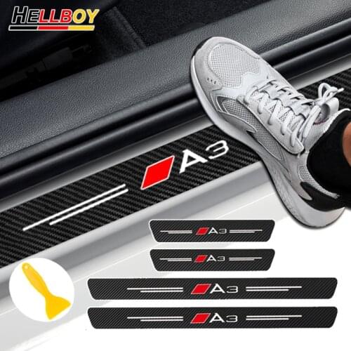 3D Carbon Fiber Car Body Door Sill Protector Decals Stickers For AUDI A1 A3 8V 8P 8L S3 RS3 Sline A4 A5 A6 A7 A8 Q5 Accessories
