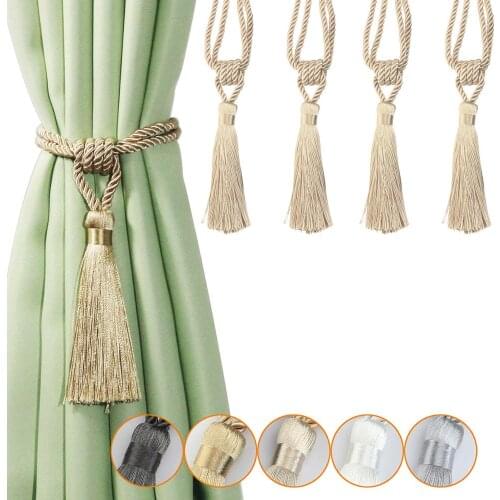 4Pcs/bag Home DIY Bedroom Accessories Curtain Tieback Tassels Hanging Ball Holdback Tie Rope Bandage Decorative Simple Tassel
