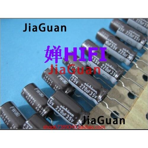 50PCS NEW NICHICON PW 220UF 35V 8X15MM electrolytic capacitor 35V220UF High frequency long life pw 220uF/35V