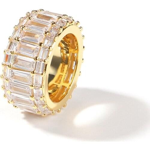 AITIEI Fashion Jewelry 11mm Baguette CZ Rings for Men and Women AAA Iced out Square Cubic Zirconia Rings Gift for Drop Shipping