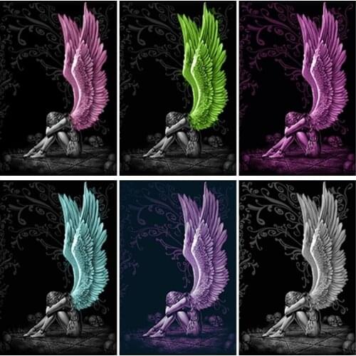 5D DIY Diamond Painting Fallen Angel Girl Full Square/Round Drill Cross Stitch Rhinestone Mosaic Diamond Embroidery Home Decor