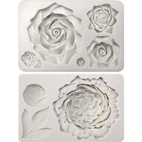 Large Rose and Peony Flower Mould Silicone Mold Fondant Cake Decorating Tool Gumpaste Sugarcraft Chocolate Forms Bakeware