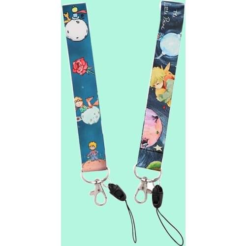 G2113 Cartoon Little Prince Printed Keychain Wristlet For Key Chain Lanyard Hanging Strap Key Rings Charms DIY Jewelry Accessory