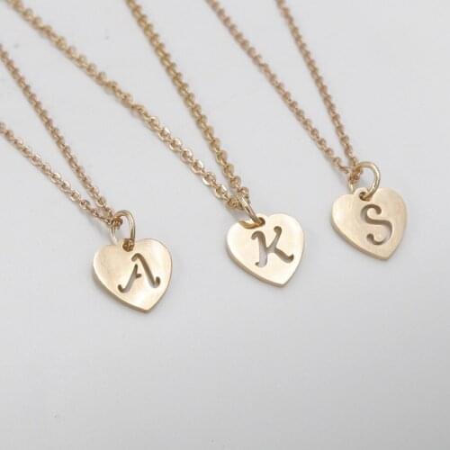 A To Z 26 Letter Name Necklaces & Pendant For Women Girl Fashion Stainless Steel Love Heart Initial Chain Necklaces Love Gift