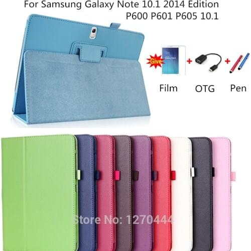 Litchi skin PU Leather stand flip cases protective cover For Samsung Galaxy Note 10.1 2014 Edition P600 P601 P605 Tablets case