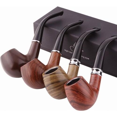 Ebony Resin Smoking Tobacco Pipe Wooden Tobacco Herb Grinder Pipe Smoking Chimney Filter Cigarette Holder Gift Smoke Accessories