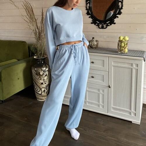 Colorfaith 2021 Y2K New Autumn Winter Women Sets Two Pieces Top And Long Pants Set Oversized Fashionable Tracksuit Suits WS6710