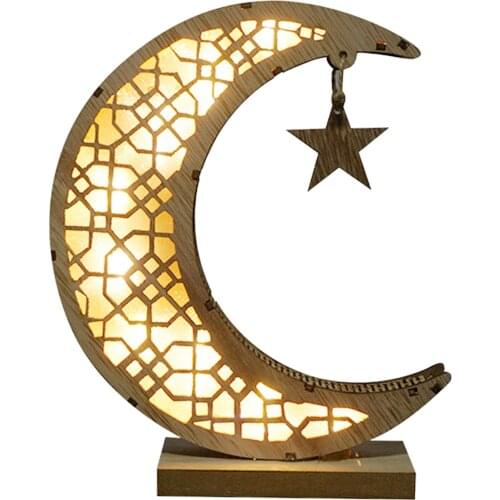 Wooden Ramadan Mubarak Decorations Lamp Crafts Ornaments for Eid Festival