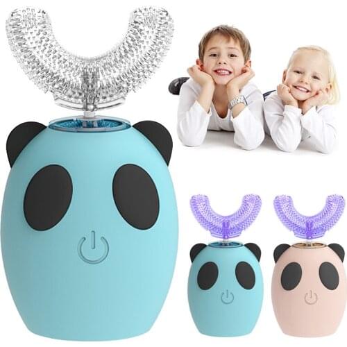 Children Electric Toothbrush 360 degree automatic toothbrush U Type 3 Modes Tooth Brush rechargeable Tooth Whitening Blue Light