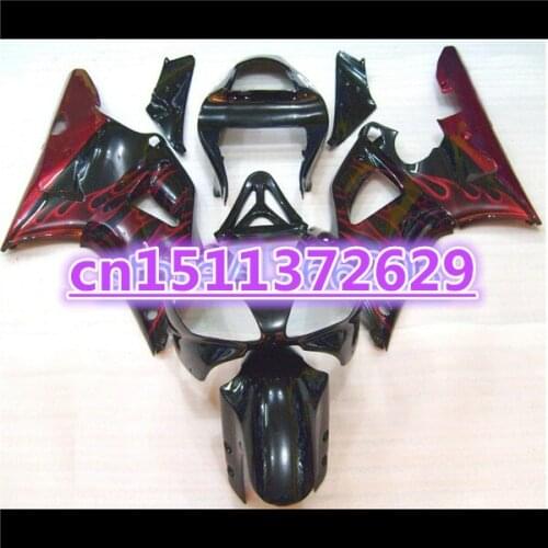 For YZFR1 2000 2001 red flames in black 00-01 YZF1000 2000 2001 R1 YZF R1 YZF1000 2000-2001 ABS Fairing Set Plastic Kit-D D