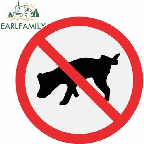 EARLFAMILY 13cm x 13cm For No Dog Pee Sign Fine Decal Fashion Car Sticker 3D Funny Air Conditioner Repair Vinyl Material Decor