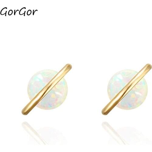 GorGor Clip Earrings Women Copper Material Pattern Planet Gold Plating Individuality Classic Trendy Jewelry R10201765060